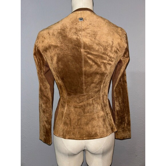 Soia & Kyo Women's Genuine Suede Jacket Size S Zip Up Knit Inset Quiet Luxury - Picture 5 of 10